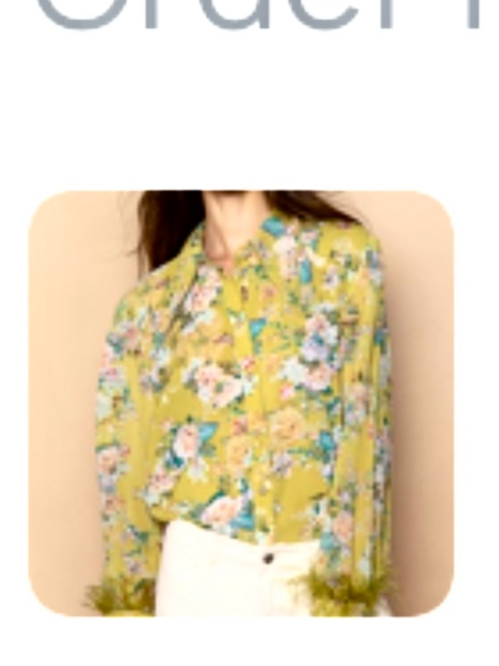 POL Floral Button-Up Blouse in Chartreuse with Multi-Color Flowers - Picture 2 of 9